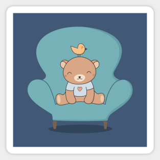 Kawaii Cute Bear On A Sofa Sticker